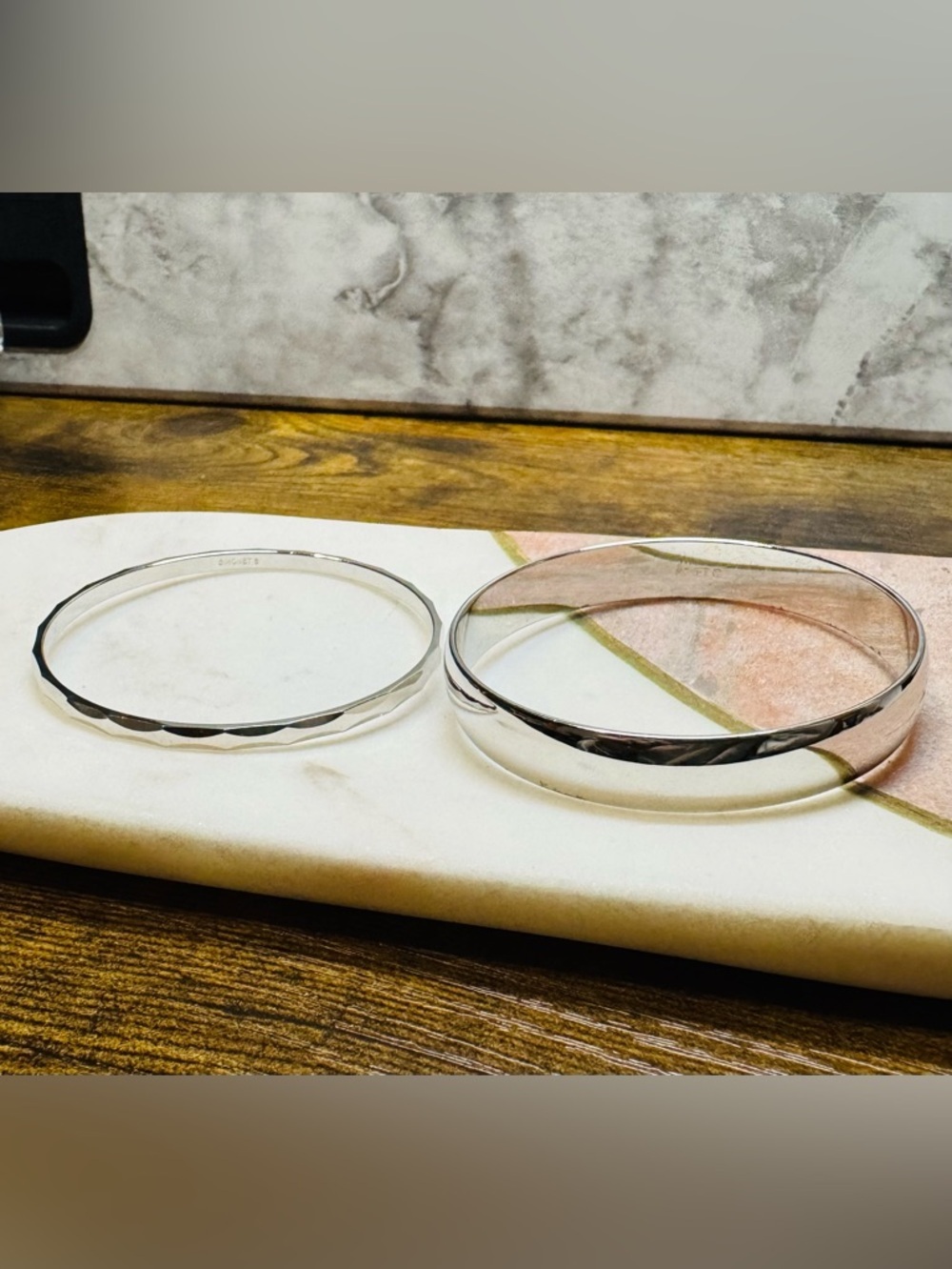 Monet Silver Tone Bangle Bracelets Set 2 Classic Minimalist